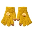 thumbnail image 4 of Guantes de otoño e invierno para niños, resistentes al frío y abrigados, con hebilla de cara sonriente para niños, guantes de punto de lana de cinco dedos para bebés, 4 of 6