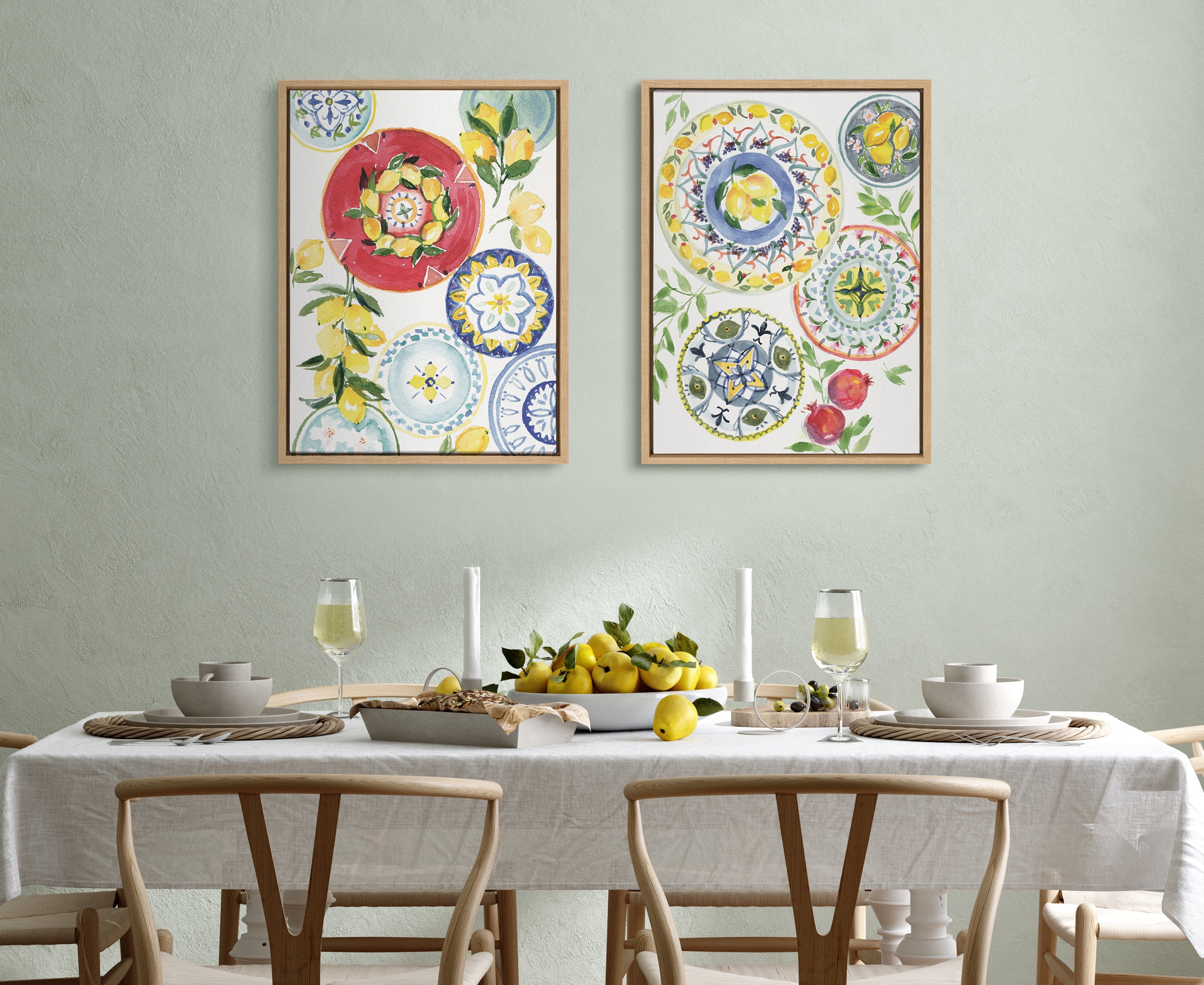 Kate and Laurel Cuisines Framed Canvas Art Print, 18" x 24", Set of 2, by Patricia Shaw
