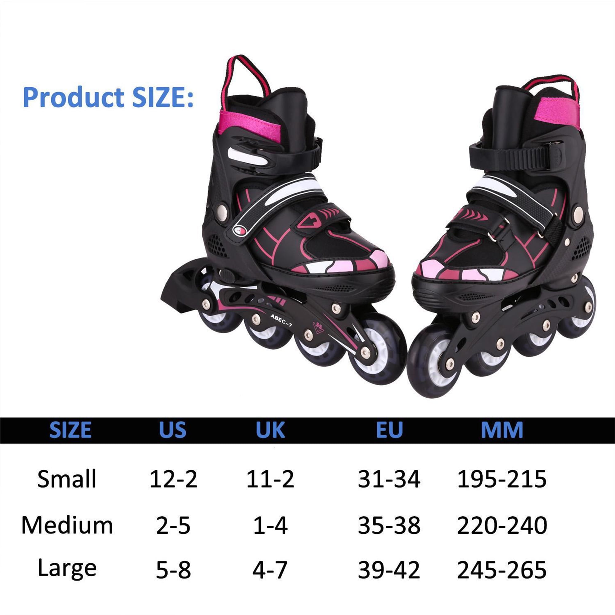 ANCHEER Adjustable Inline Skates for Women Kids LED Wheels Inline Roller Skates Boys Girls Size 12J-8 Outdoor Indoor 