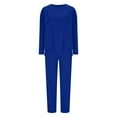 thumbnail image 2 of YUGYXL Womens 2 Piece Sweatsuits Daily Sport Sets Solid Color Elastic Waist Long Pants Active Gym Outfits Blue M, 2 of 6