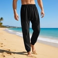 thumbnail image 2 of XINPING Black Pants Men Work Slim Fit Cargo Casual Pants Stretch Waist Athletic Pant for Workout, Jogging, Running, 2 of 9