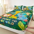 thumbnail image 3 of Homewish Kawaii Lion Elephant Giraffe Twin Sheet Sets 3pcs for Children Teens,Jungle Animal Twin Fitted Sheet Microfiber,Botanical Plants Breathable Flat Sheet,Luxury Bedroom Decor, 3 of 7