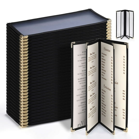 WeChef 30 Pcs Restaurant Menu Covers Holders for 4.25 x 11" Paper 4 Page 8 View