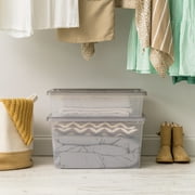 IRIS 28 Qt. Underbed Plastic Storage Bins with Lids, Stackable Storage Containers, Totes, 6 Pack