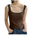 thumbnail image 1 of Besolor Womens Rib Tank Top Sleeveless Color Block Workout Top Square Neck Tank Shirts Basic Cami Tops for Summer, 1 of 7
