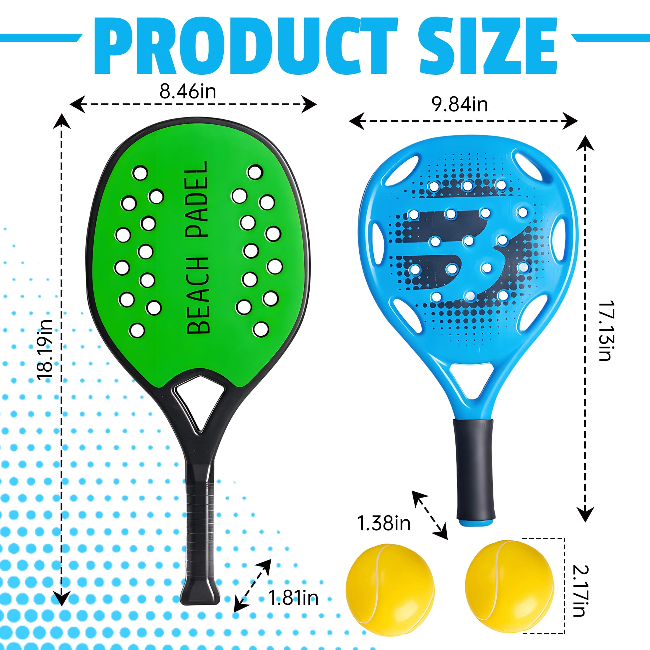 BESTSKY 4Pcs Padel Tennis Rackets,High-Elastic Padel Racket with Anti-Slip & Shock-Absorbing Handle and 2 Balls