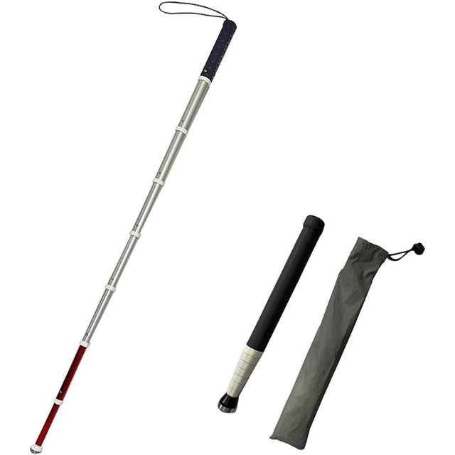 Telescopic Blind Walking Stick, 9 Sections, Aluminum Alloy Folding Cane with Reflective Film, 54.3 Inches