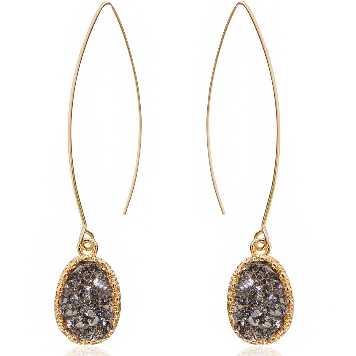 Humble Chic Rose Gold Druzy Earrings for Women - Long Threader