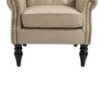 thumbnail image 6 of Button Tufted Wing Back Accent Chair PU Leather Thick Upholstered Armchair with Rivet Trim and Rubber Wood Legs, Single Sofa Chair Reading Chair for Living Room Bedroom Office, Camel PU, 6 of 7