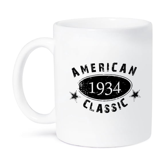3dRose, 1934 American Classic - Personalized Birth Year Birthday gift - black grunge vintage look - funny, 11oz Mug
