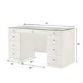 thumbnail image 5 of Miekor Furniture 1pc Glam Makeup Vanity Table Glass Top 9 Drawers Knobs White Wooden Bedroom Furniture 25443, 5 of 6