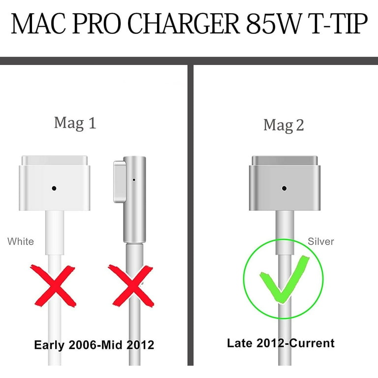  Charger 85W(T-Tip) Power Adapter, Replacement for Mac Book Pro  with 15-inch Retina Display-(2012-2015) : Electrónica