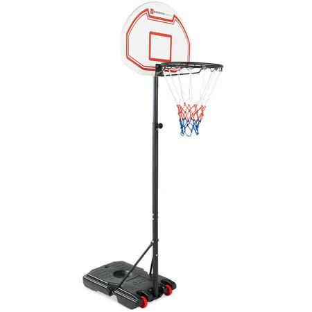 Best Choice Products Kids Height-Adjustable Basketball Hoop, Portable Backboard System w/ 2 Wheels - White