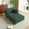 thumbnail image 6 of UIXE Oversized Corduroy Chaise Lounge w/Pillows Indoor Recliner Lounge Chair with Ottoman, Left Arm Chaise Upholstered Single Lounge Sofa, Hunter Green, 6 of 8