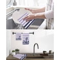 thumbnail image 5 of Anchor Purple Kitchen Dish Towels for Drying Dishes Set of 3, Modern Navy Blue White Striped Nautical Waffle Weave Microfiber Hand Tea Bathroom Towels Quick Dry & Absorbent Towel 12x12, 5 of 7