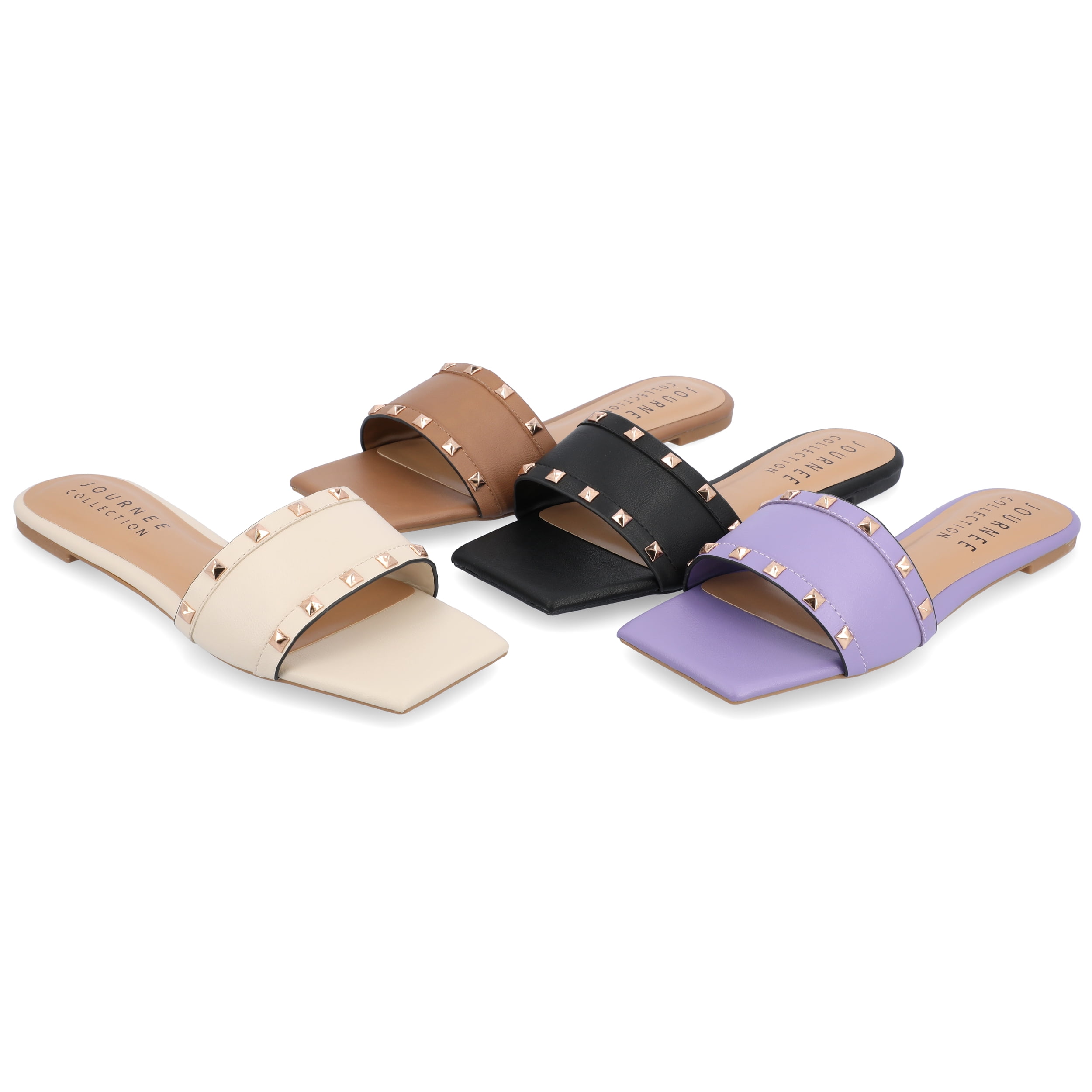 Journee Collection Womens Treena Tru Comfort Foam Slip On Slide Flat Sandals