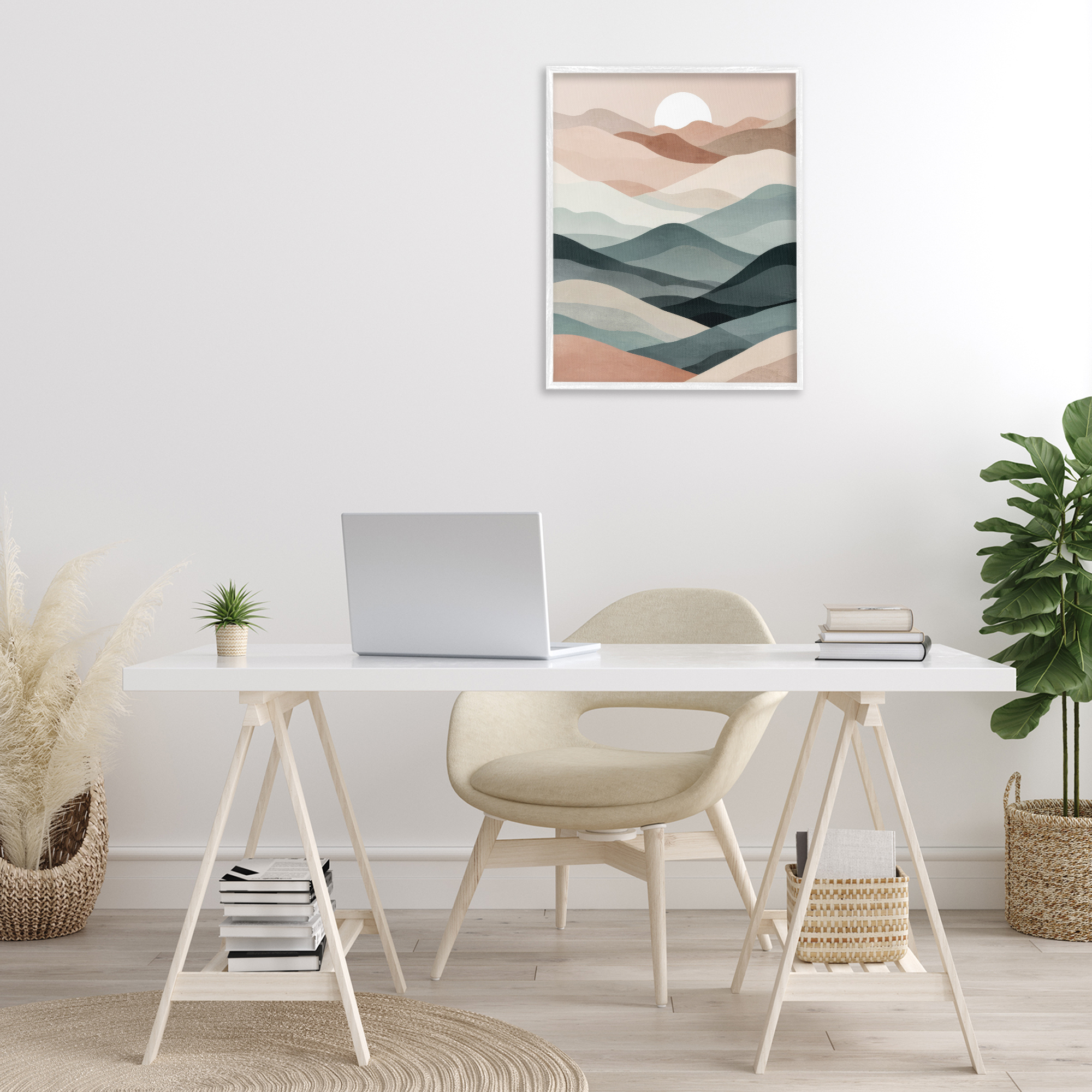 Stupell Industries Silent Dawn Landscape Landscape Painting White Framed Art Print Wall Art, 24 x 30
