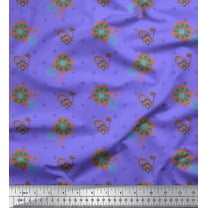 Soimoi Cotton Duck Fabric Leaves,Floral & Peacock Artistic Printed Craft Fabric by the Yard 42 Inch Wide