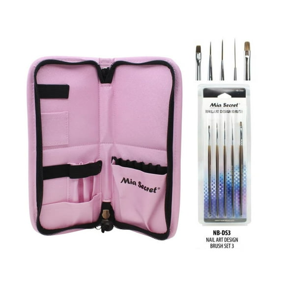 Mia Secret - Brush Holder Premier - PINK (NB-P1006) & Design Brush 5pc Set - (NB-DS3)