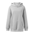 thumbnail image 5 of UJNDER Women's Hooded Sweatshirt Solid Color Pocket Pullover Long Sleeve Casual Winter 2025 Light Gray XL, 5 of 5