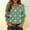 Green C, variant on Womens Light Blue Striped 3/4 Sleeve Blouse, Relaxed Fit V-Neck Button Down Shirt with Ruffle Cuff,Size S