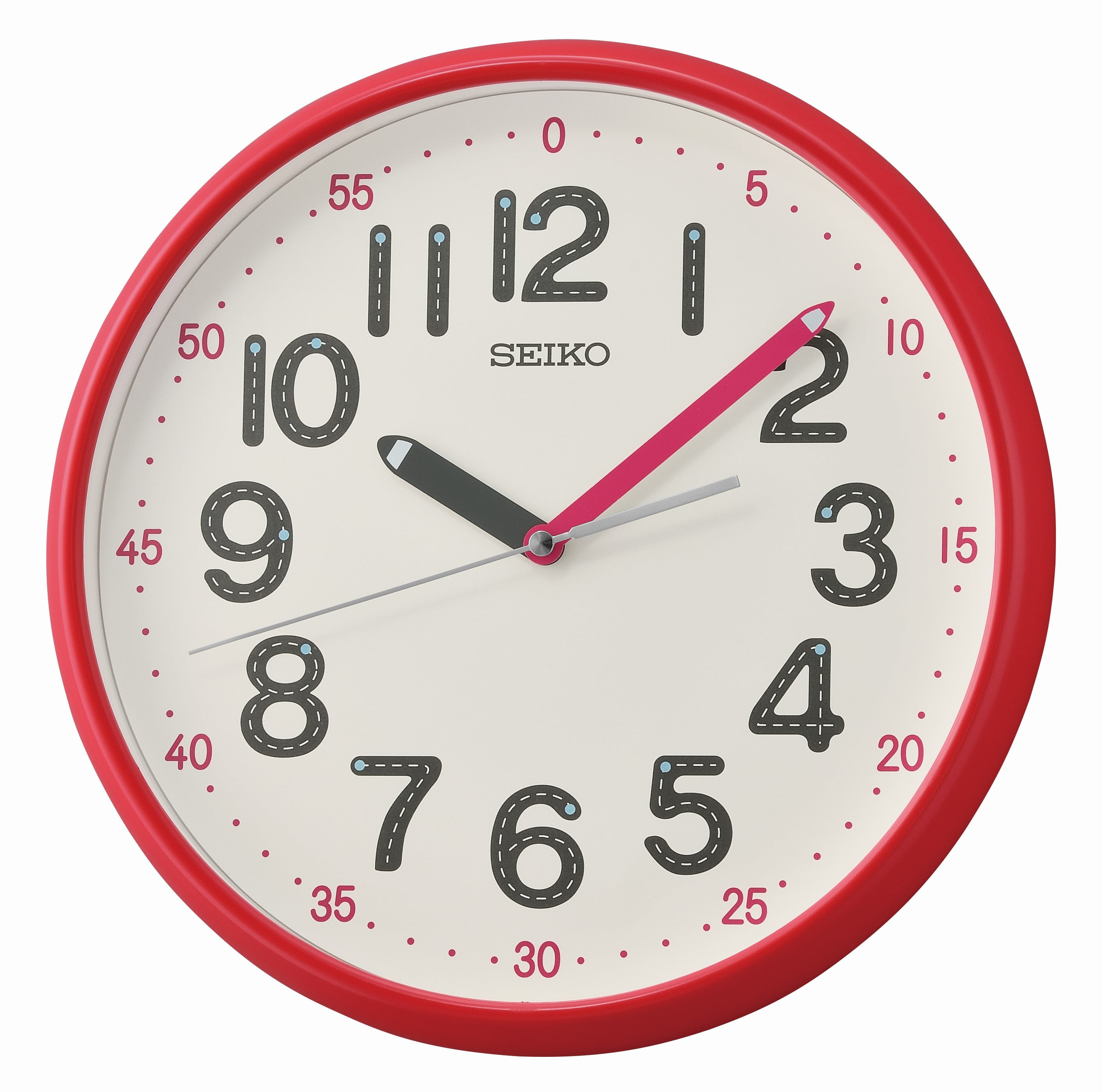 Seiko 12 inch Shuyona Red Analog Quartz Traditional Wall Clock Quiet Sweep  Second Hand Battery Powered Youth QXA793RLH 