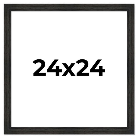 24x24 Distressed Black Wood Picture Square Frame - Includes UV Acrylic, Foam Board Backing & Hanging Hardware