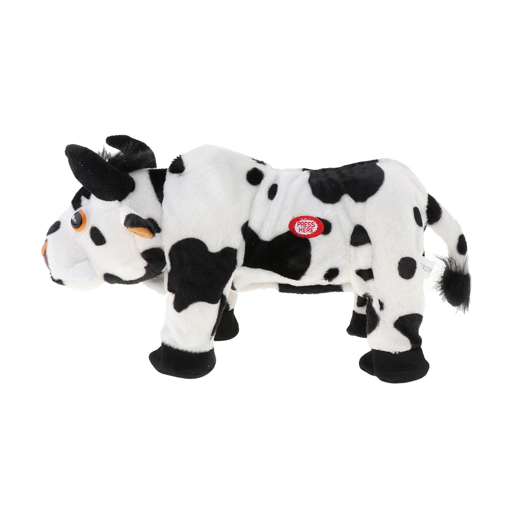 Small Walking Plush Cow Toys Battery-Powered Stuffed Animal w/Sound 