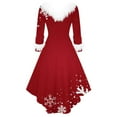 thumbnail image 4 of Dresses for Women Christmas Print V Neck Fringed Long Sleeved Fashion Casual Dress, 4 of 5