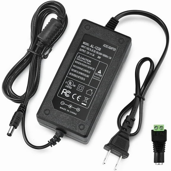 12V 3A Power Supply AC to DC Adapter with DC female connector, for 5050 LED Strip Light