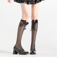 thumbnail image 4 of Women Girl JapaneseOver CalfMesh Socks with Sweet Pearl Bowknot See Through Hollowed Out Long Tube Socks, 4 of 21