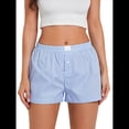 thumbnail image 1 of Pantalones Cortos de Pijama A Cuadros Y2K para Mujer, Bóxers Elásticos, Ropa de Calle Raya L, 1 of 10