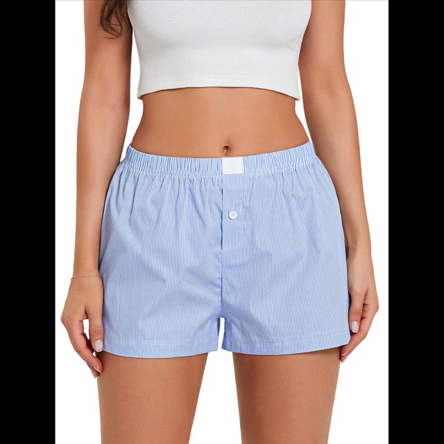 Pantalones Cortos de Pijama A Cuadros Y2K para Mujer, Bóxers Elásticos, Ropa de Calle Raya L