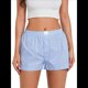 thumbnail image 1 of Pantalones Cortos de Pijama A Cuadros Y2K para Mujer, Tipo Bóxer Elástico, Estilo Urbano Raya S, 1 of 10