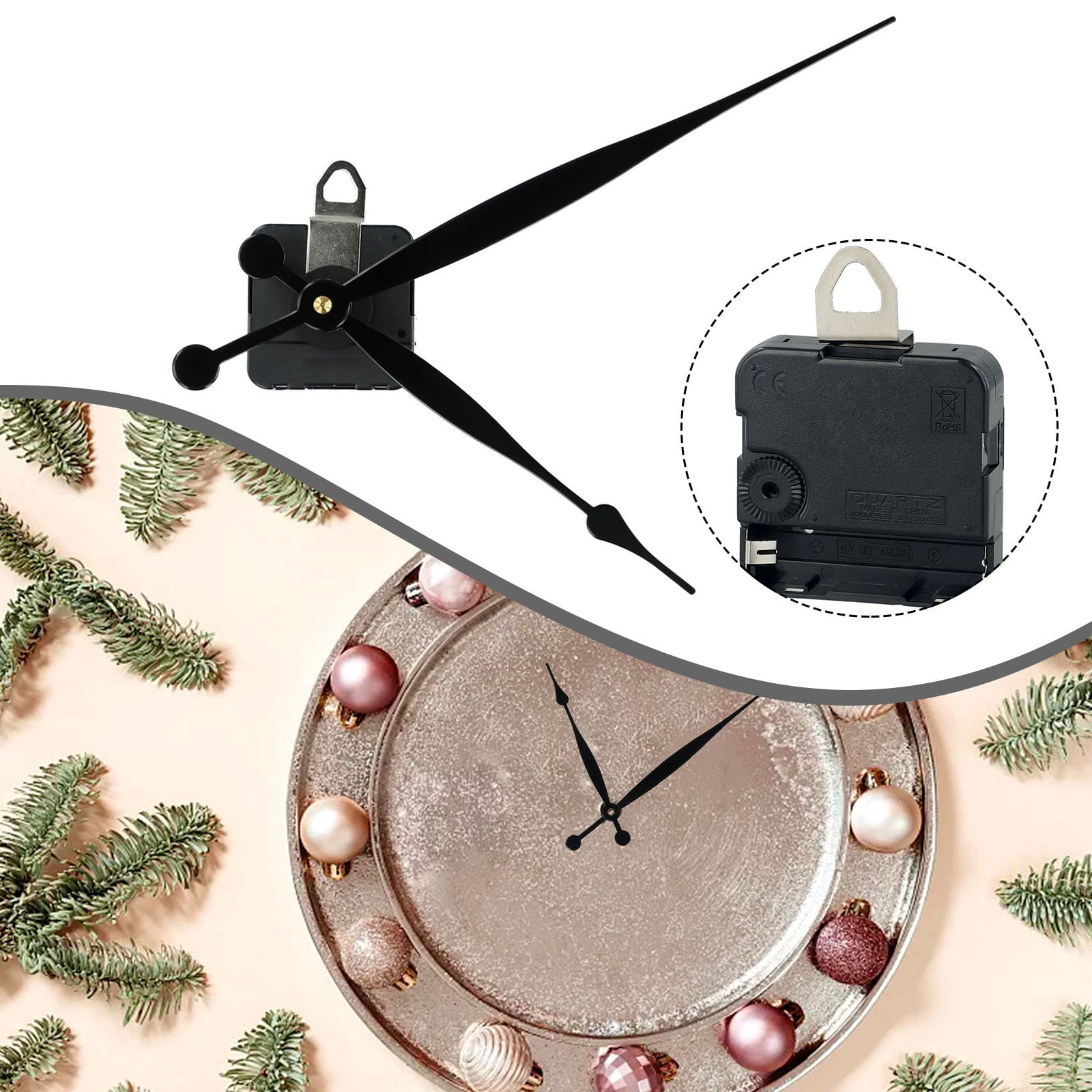 High Torque Long Shaft Clock Movement Mechanism with 8 Inch Long Spade Hands,Quartz Clock Movement Replacement, Long and Short Shaft Wall Clock Mechanism Parts Motor Replacement DIY Repair Parts Black