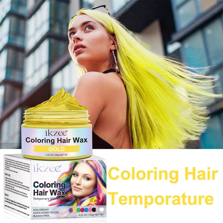 ikzee Coloring Hair Wax, Gold - Hair Styling Clay Washable
