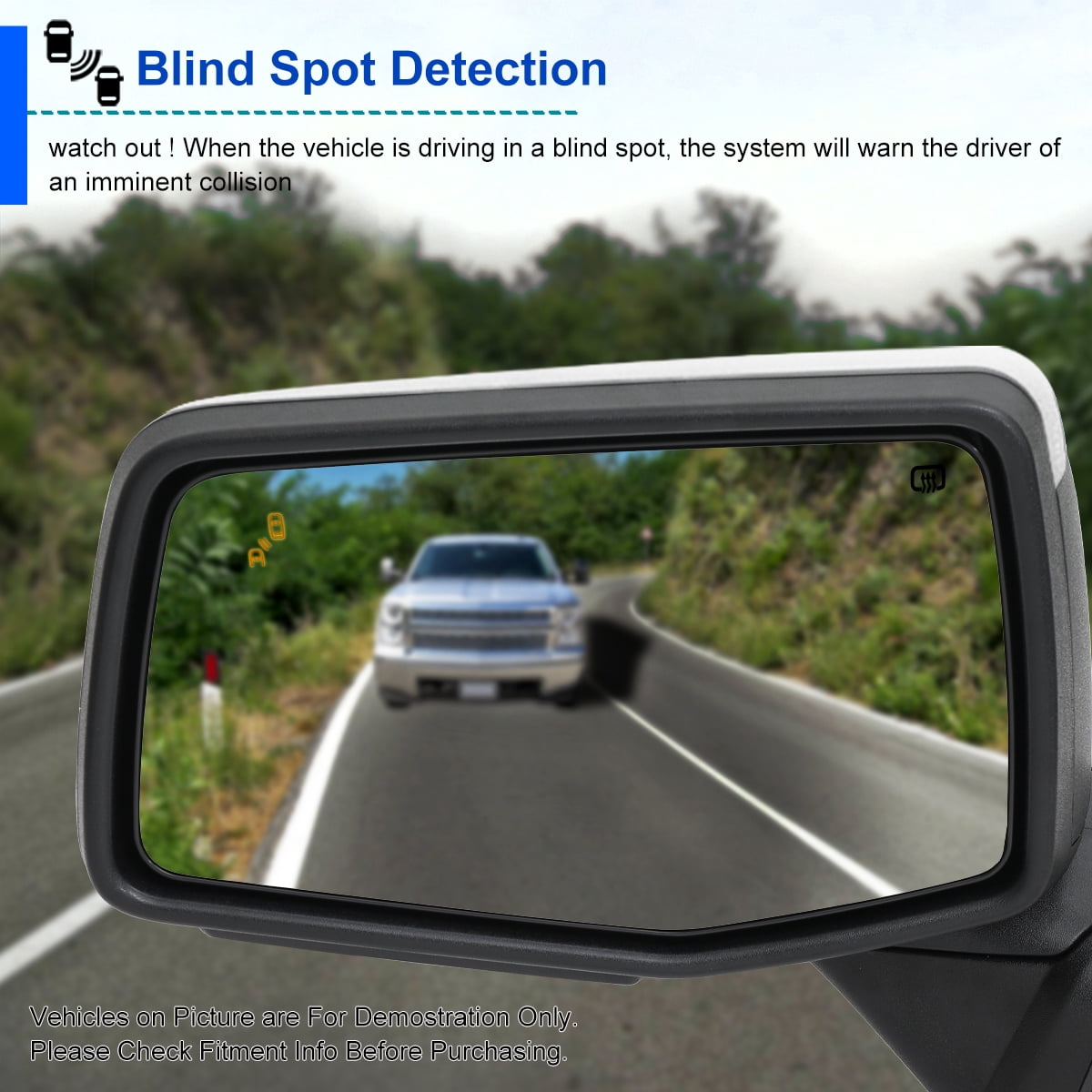 Spec-D Tuning Left Driver Side Chrome Power Fold Power Heated Side Mirror w/ Blind Spot + Temp Sensor Compatible with 2019-2026 GMC Sierra 1500