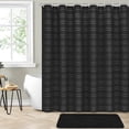 thumbnail image 2 of FRAMICS Heavy-Duty Waffle Weave Shower Curtain Sets with Rug, 14-Piece Striped Fabric Bathroom Sets with Hooks, Hotel Grade, Waterproof & Washable, Black, 71.3" x 71.3", 2 of 9