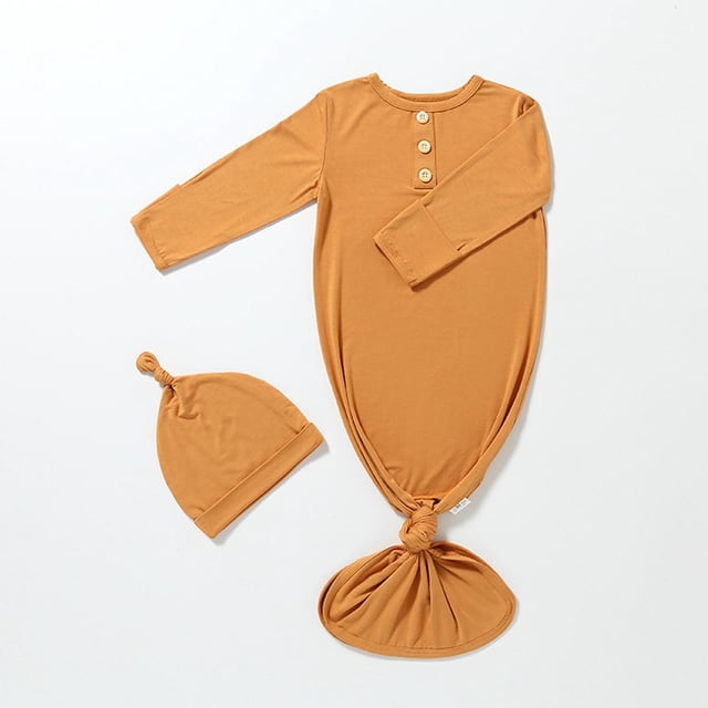 HOZADOIE Unisex Baby Onesies Set Round Neck Stylish Button Opening Design Solid Color Comfortable Long Sleeve Lightweight Fall Leg-covering Romper Sleep Sack with A Hood 0Months-1Years
