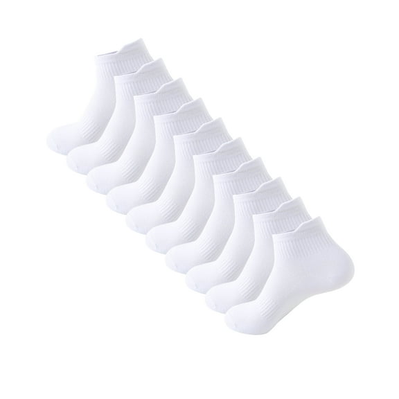 Men's Socks 10 Pairs Ankle Socks White, Solid Color 10-Pack Short Socks