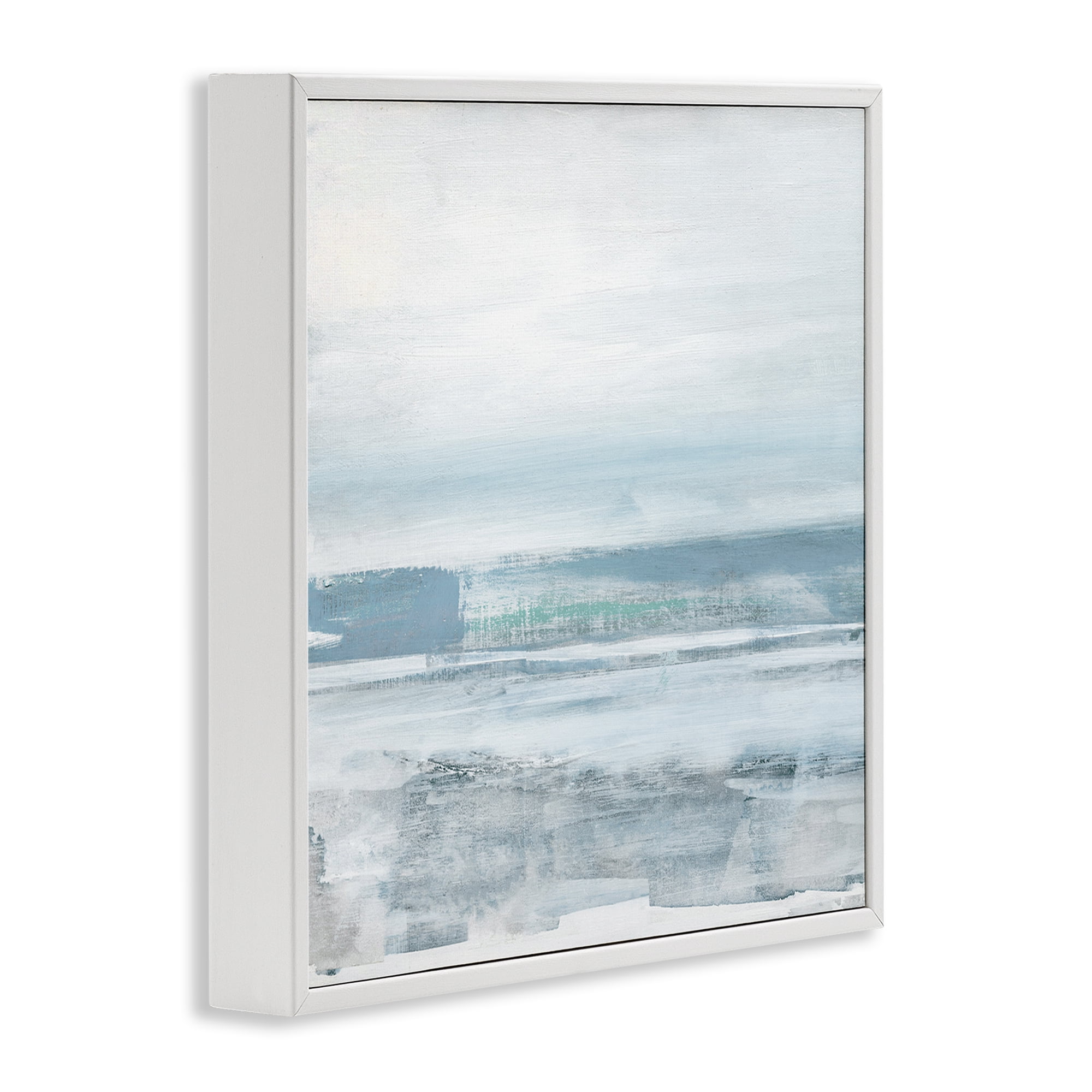 Stupell Industries Stormy Blue Grey Ocean Abstract Painting White Framed Art Print Wall Art, 17 x 17