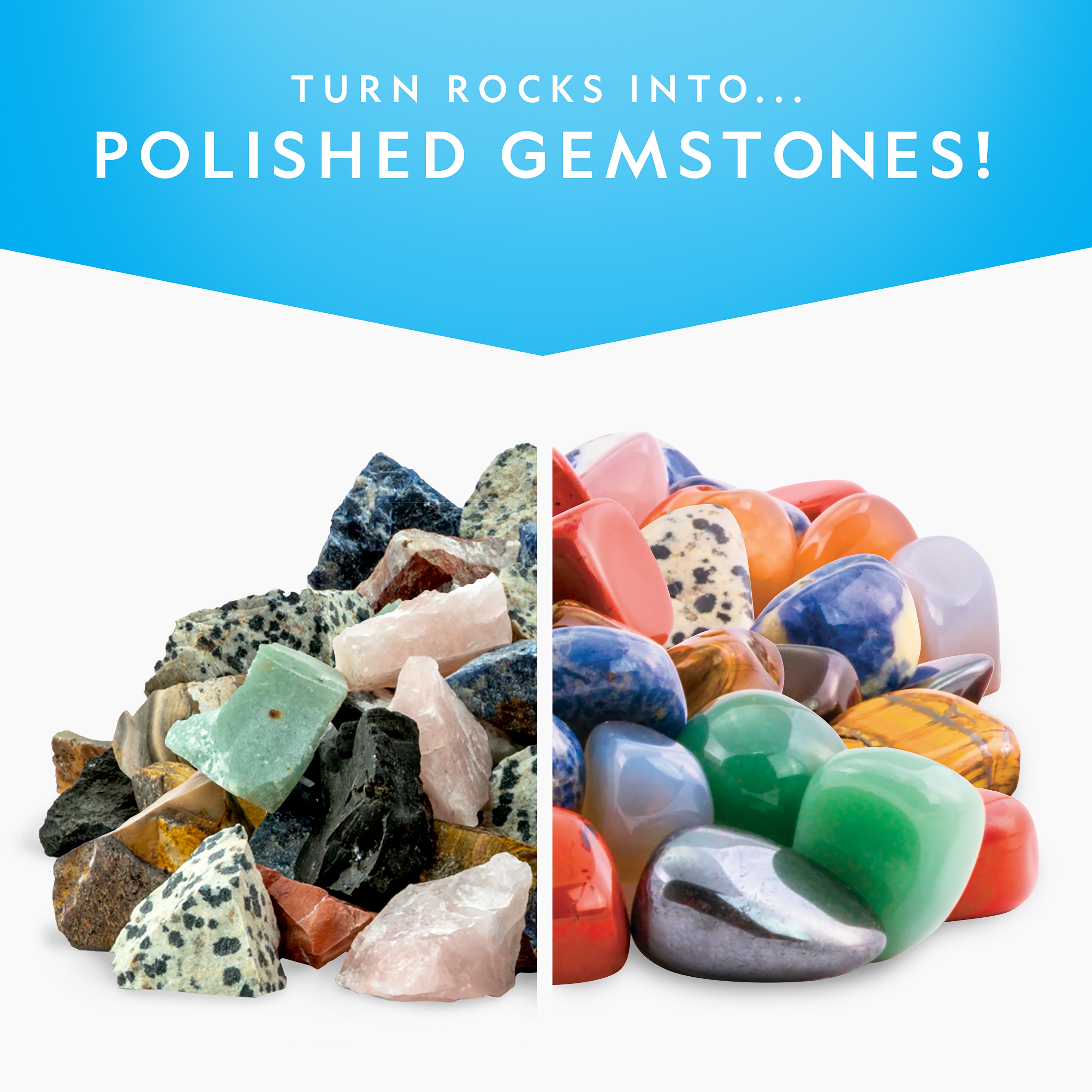 National Geographic Rock Tumbler Refill – Mega Madagascar Gemstone Pack 3 lb of Gemstones Including Rose Quartz Jasper Labradorite & More