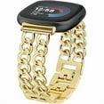 thumbnail image 1 of wonima44 Gold Watch Bands for Women Compatible with Fitbit Versa 4/Versa 3/Fitbit Sense 2/Sense Band Adjustable Metal Strap Cowboy Steel Chain Bracelet, 1 of 1