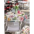 thumbnail image 5 of Outdoor Tablecloth with Umbrella Hole for Patio/Picnic/Party/Camping, Pink Flowers Waterproof Table Cloth Round Cover Washable, Spring Floral Butterfly Leaves Plants Retro Beige (Dia 54"), 5 of 8