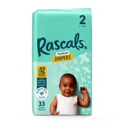 Rascals Premium Absorbent Baby Diapers Size 2, 33 Count