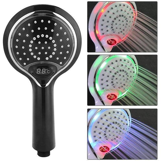 Cabezal de ducha LED de mano, 3 colores, cambio al agua, cabezal de ducha LED con sensor de temperatura, rociador de ducha con control de temperatura Feliz Sencillez