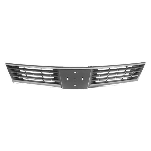 Ikon Motorsports Front Upper Grille Compatible with 2007-2009 Nissan Versa, OE Style Dark Gray ABS Replacement Front Bumper Hood Grill Cover Assembly