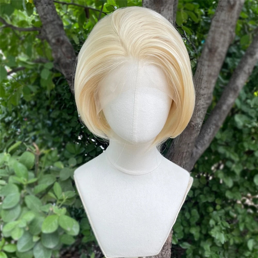 613 Blonde Short Bob Cut Synthetic Lace Front Wigs for Women Cosplay Wigs