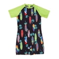 thumbnail image 3 of EliteGoogv Toddlers Boys One Piece Swimsuit Short Sleeve Graphic Bathing Suit Stretchy Lightweight Swimsuit Pool Summer Bathing Suit,4-5Y,Black, 3 of 9