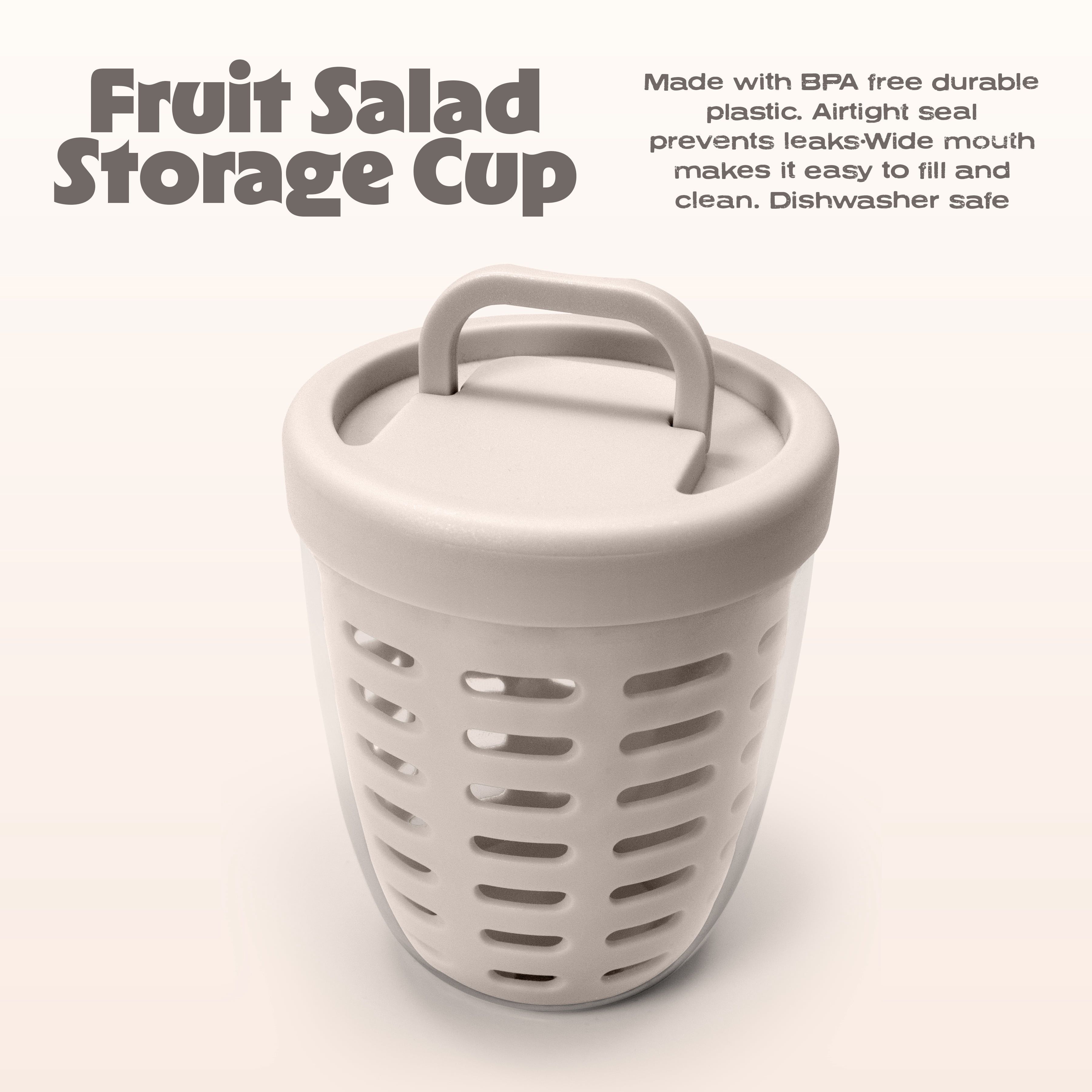 Cook with Color Berry Cup with Removable Colander and Fork, BPA-Free, Dishwasher Safe, Taupe